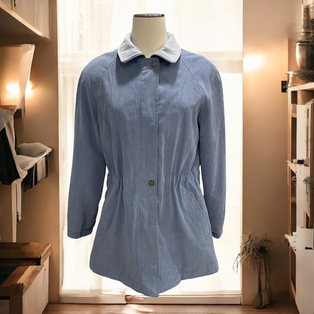 London Fog Womens S Blue Jacket Water Resistant Transitional Classic‎ Retro Rain